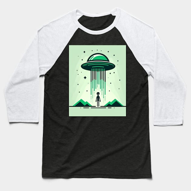 Green Alien Baseball T-Shirt by DarkWave